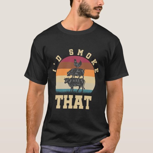 豚肉好きおもしろいBbq Gifを吸ったId煙 Tシャツ (正面)