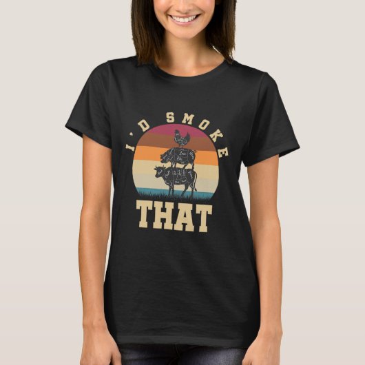 豚肉好きおもしろいBbq Gifを吸ったId煙 Tシャツ (正面)