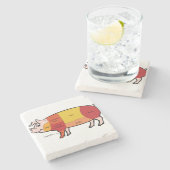 豚肉肉チャー図(2) ストーンコースター (横)