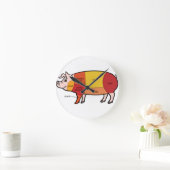 豚肉肉チャー図(2) ラウンド壁時計 (ホーム)