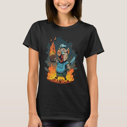 豚肉 豚のグリルステーキ 1 Tシャツ (正面)