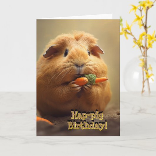 豚誕生日! カード (黄色い花)