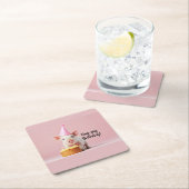 豚誕生日! スクエアペーパーコースター (インサイチュ)