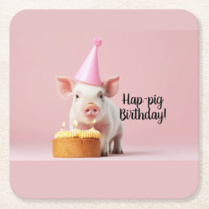 豚誕生日! スクエアペーパーコースター
