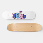 豚警官食べはドーナツだ |背景色 スケートボード (横)