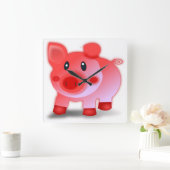 豚豚 スクエア壁時計 (ホーム)