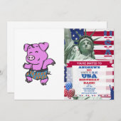 豚踊り漫画|背景色を選択 招待状 (正面/裏面)