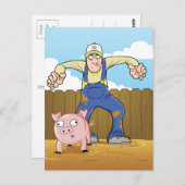 豚農家スニークアップオンピグ ポストカード (正面/裏面)