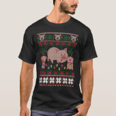 豚醜いクリスマスセーターハッピーホリデーファームアニメーション Tシャツ (正面)