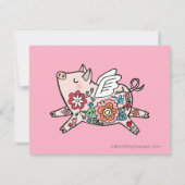 豚飛んでいるかわいい納屋の動物のカスタマイズ可能誕生日 招待状 (裏面)