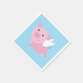 豚飛んでいるかわいい1歳の誕生日パーティーナプキンス スタンダードカクテルナプキン (角)