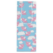 豚飛んでいるかわいい1歳の誕生日抱き枕 ワインギフトバッグ (正面)