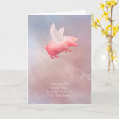 豚飛んでいるが羽を伸ばす カード (黄色い花)