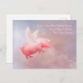 豚飛んでいるが羽を伸ばす ポストカード (正面/裏面)