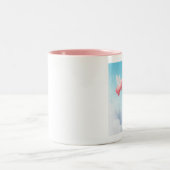 豚飛んでいるが羽を成長 ツートーンマグカップ (中央)