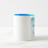 豚飛んでいるが羽を成長 ツートーンマグカップ (中央)