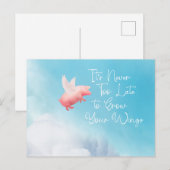 豚飛んでいるが羽を成長 ポストカード (正面/裏面)