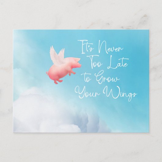 豚飛んでいるが羽を成長 ポストカード (正面)