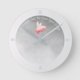 豚飛んでいるが羽を成長 ラウンド壁時計