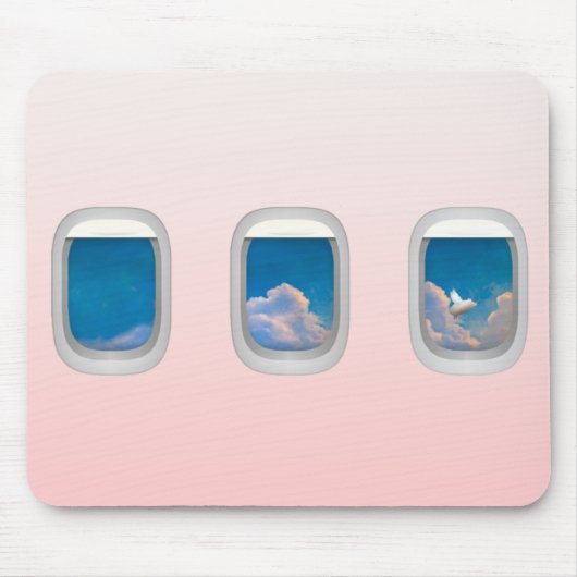 豚飛んでいると飛行機の窓 マウスパッド (正面)