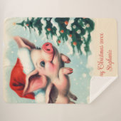 豚飛んでいるのクリスマス シェルパブランケット (正面(横))