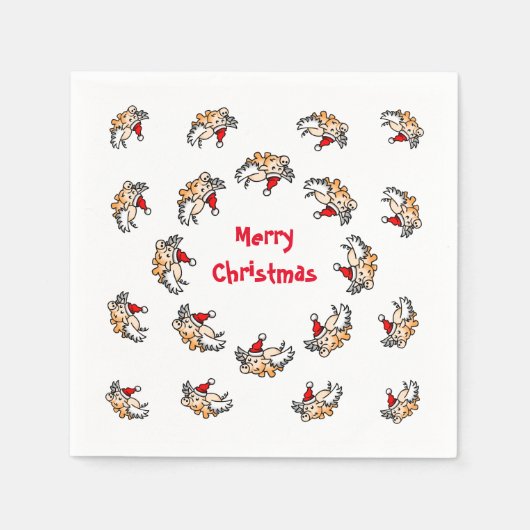 豚飛んでいるのクリスマス スタンダードカクテルナプキン (正面)
