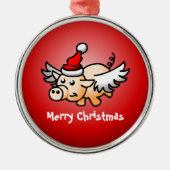 豚飛んでいるのクリスマス メタルオーナメント (正面)