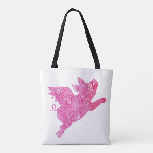 豚飛んでいるのトートバ飛んでいるッグ、豚の贈物 トートバッグ (裏面)