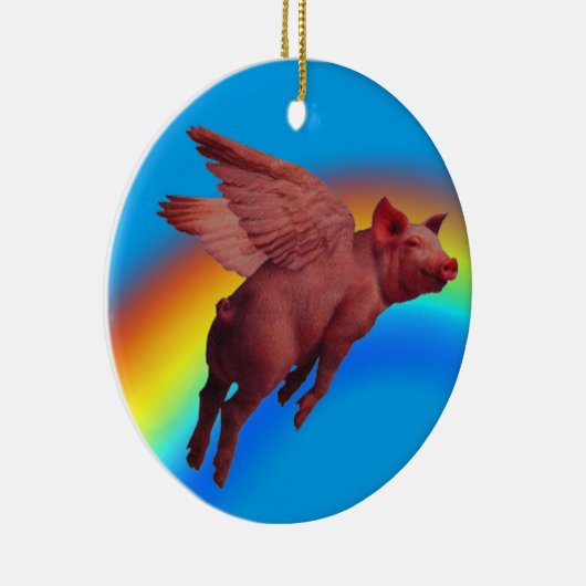 豚飛んでいるの木のオーナメント セラミックオーナメント (右)