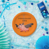 豚飛んでいるカラス衣装秋かわいい秋 ペーパープレート (パーティー)