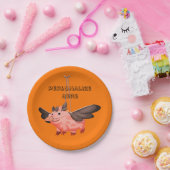 豚飛んでいるカラス衣装秋かわいい秋 ペーパープレート (パーティー)