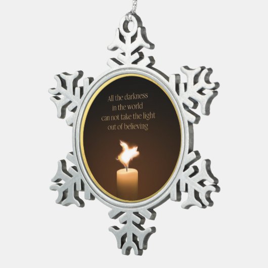 豚飛んでいるキャンドルフレイムオーナメント スノーフレークピューターオーナメント (右)