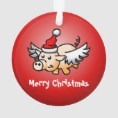 豚飛んでいるクリスマスアクリルオーナメント オーナメント (裏面)