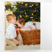 豚飛んでいるクリスマスフォトカード 三つ折りクリスマスカード (内部最初)