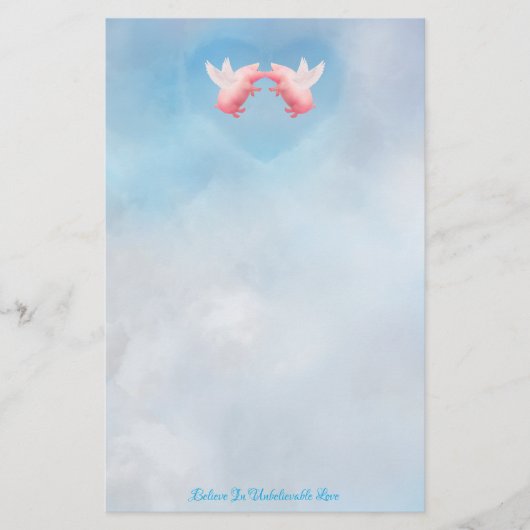 豚飛んでいる信じられないほどの愛情文房具 便箋 (正面)