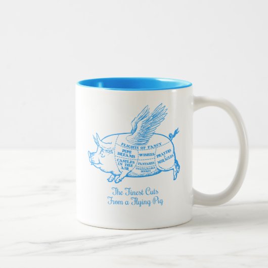 豚飛んでいる切り ツートーンマグカップ (右)