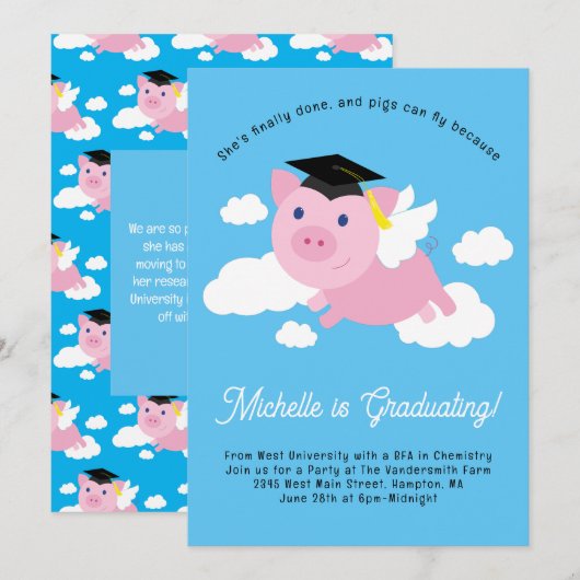 豚飛んでいる卒業党 招待状 (正面/裏面)