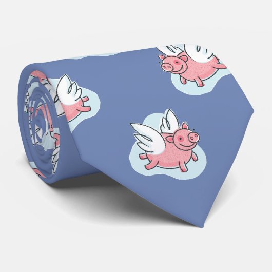 豚飛んでいる年中国の誕生日選択カラータイ ネクタイ (ロール)