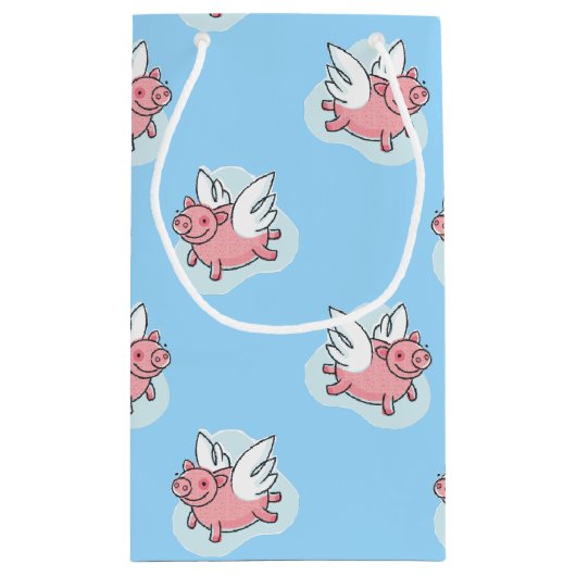 豚飛んでいる新生児選択カラー抱き枕 スモールペーパーバッグ (裏面)
