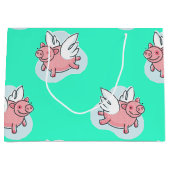豚飛んでいる新生児選択カラーL抱き枕 ラージペーパーバッグ (正面)