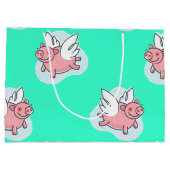 豚飛んでいる新生児選択カラーL抱き枕 ラージペーパーバッグ (裏面)