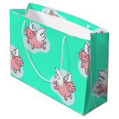 豚飛んでいる新生児選択カラーL抱き枕 ラージペーパーバッグ (裏面アングル)