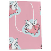 豚飛んでいる新生児選択カラーM抱き枕 ミディアムペーパーバッグ (正面)