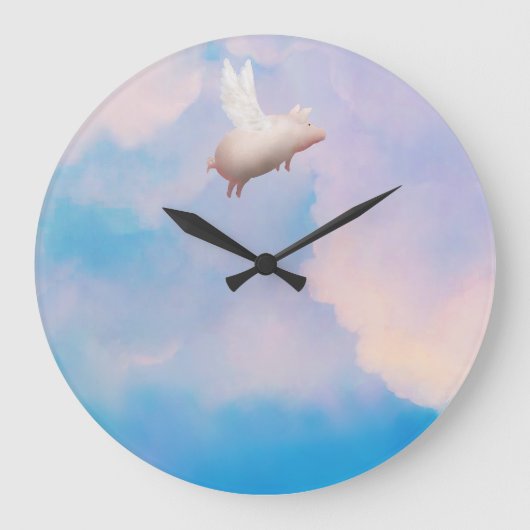 豚飛んでいる時計 ラージ壁時計 (正面)