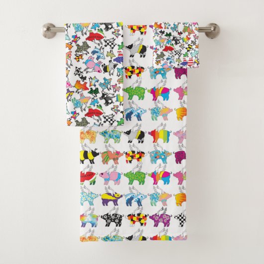 豚飛んでいる浴用タオル バスタオルセット (インサイチュ)