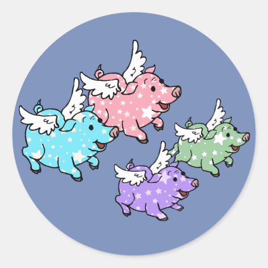 豚飛んでいる科 ラウンドシール (正面)