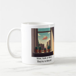 豚飛んでいる窓敷居マグ コーヒーマグカップ