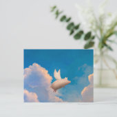 豚飛んでいる葉書 ポストカード (スタンド正面)