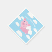 豚飛んでいる誕生日パーティーキッズ スタンダードカクテルナプキン (角)