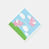 豚飛んでいる誕生日パーティー スタンダードカクテルナプキン (角)